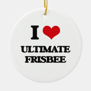 Ornement Rond En Céramique J'aime le frisbee final