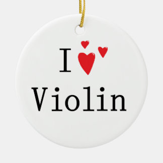 Ornement Rond En Céramique J'aime le violon