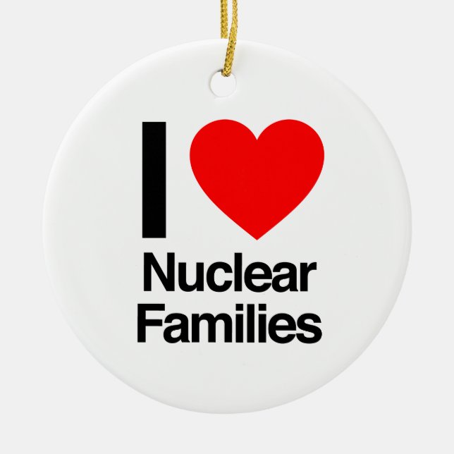 Ornement Rond En Céramique j'aime les familles nucléaires (Devant)