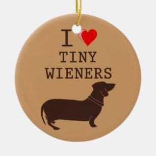 Ornement Rond En Céramique J'aime l'ornement minuscule de Daschund de