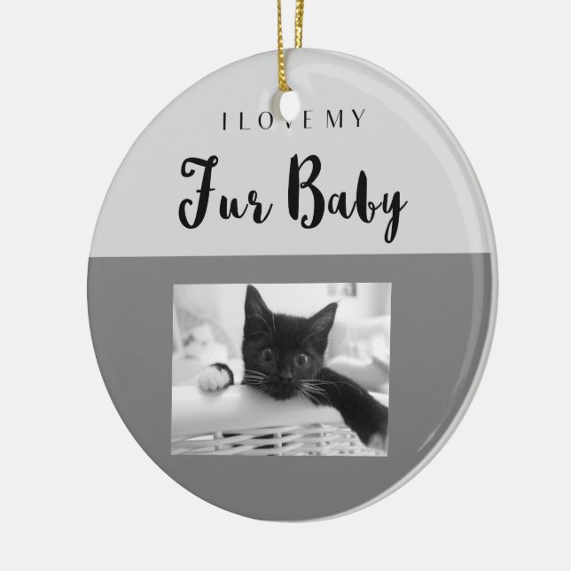 Ornement Rond En Céramique J'Aime Mon Fur Baby Ornament Personnalisé (Gauche)