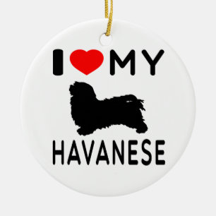 Ornement Rond En Céramique J'aime mon Havanese
