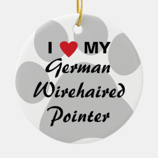 Ornement Rond En Céramique J'aime mon indicateur à poils durs allemand