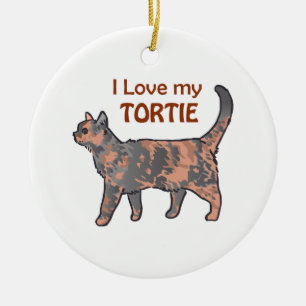 Ornement Rond En Céramique J'aime mon Tortie