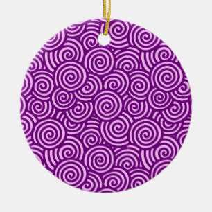 Ornement Rond En Céramique Japanese swirl pattern - orchid pink and purple