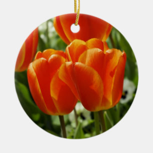 Ornement Rond En Céramique Jardin de tulipes printanières