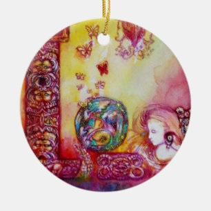 ORNEMENT ROND EN CÉRAMIQUE JARDIN DES OMBRES PERDUES - PLANTE BUTTERFLY