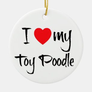 Ornement Rond En Céramique Je Coeur Mon Jouet Poodle Chien