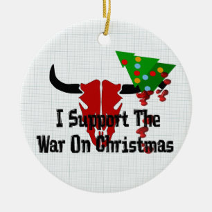 Ornement Rond En Céramique Je soutiens la guerre sur Noël