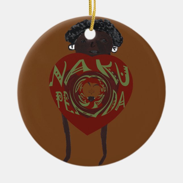 Ornement Rond En Céramique Je T'Aime ! Nakupenda Sana (Devant)