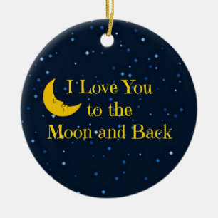 Ornement Rond En Céramique Je t'aime sur la lune et le dos, l'homme sur la lu