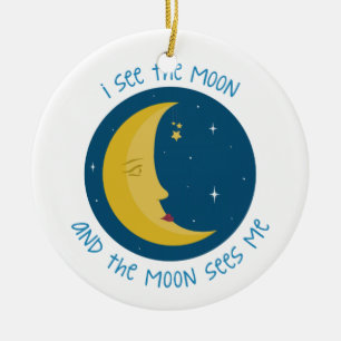 Ornement Rond En Céramique Je Vois La Lune