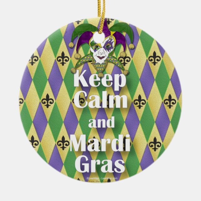 Ornement Rond En Céramique Jester Mask Keep Calm and Mardi Gras (Devant)