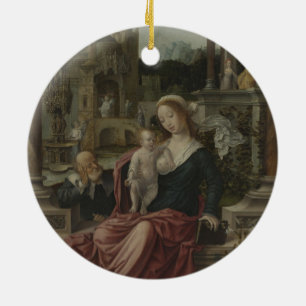 Ornement Rond En Céramique Jésus et Mère Marie Allaitement