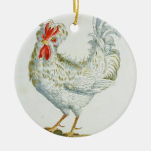 Ornement Rond En Céramique Jeune coq Bouclé-Haired, c.1767-76 (en colorée p