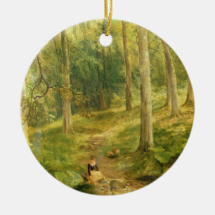 Ornement Rond En Céramique Jeune fille baignant ses pieds