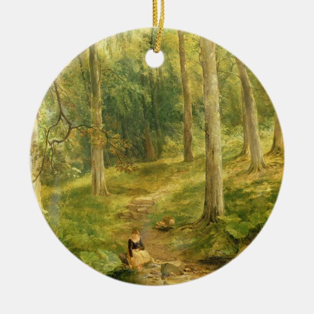 Ornement Rond En Céramique Jeune fille baignant ses pieds (Devant)