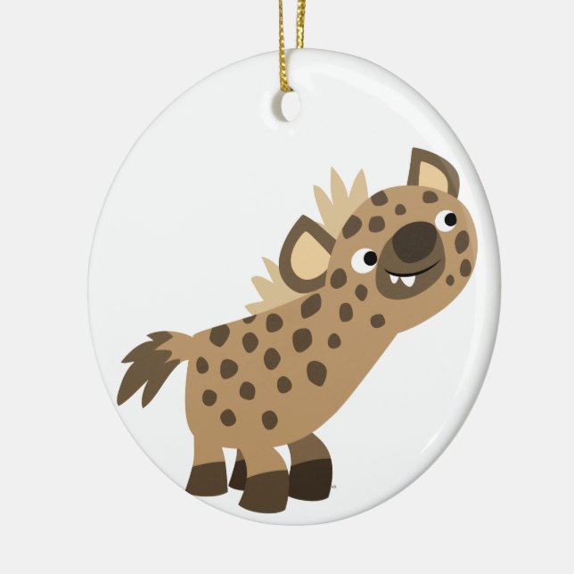 Ornement Rond En Céramique Joli Cartoon Curieux Hyena Ornament (Gauche)