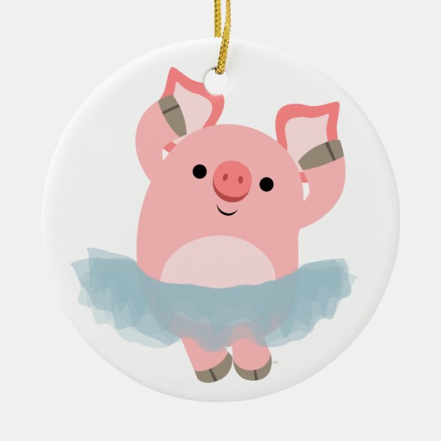 Ornement Rond En Céramique Joli dessin Ballerina Pig Ornament (Devant)