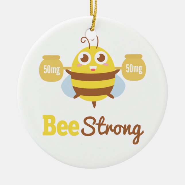 Ornement Rond En Céramique Jolie Bee Strong Be Strong Cartoon (Devant)