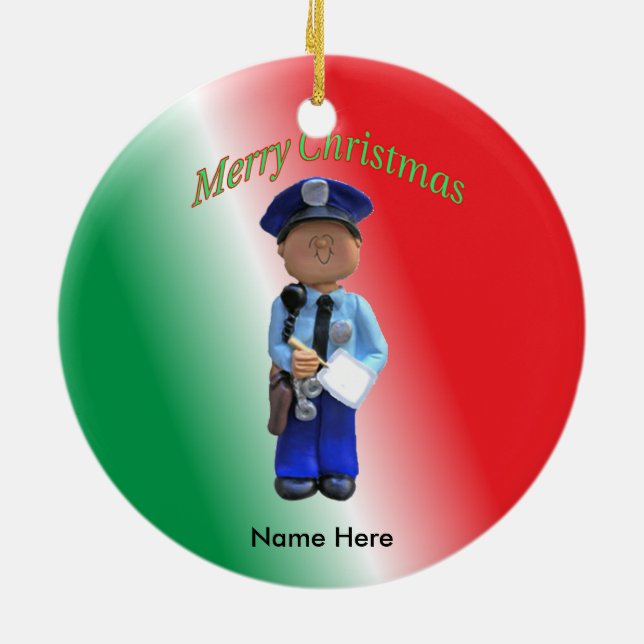 Ornement Rond En Céramique Jouet Policeman Custom Christmas (Dos)