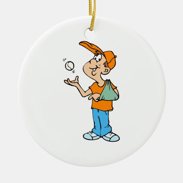 Ornement Rond En Céramique Joueur cassé de bras (Devant)