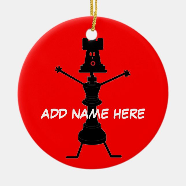 Ornement Rond En Céramique Joueur d'échecs personnalisé (Devant)