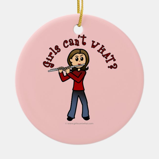 Ornement Rond En Céramique Joueuse de flûte légère (Devant)