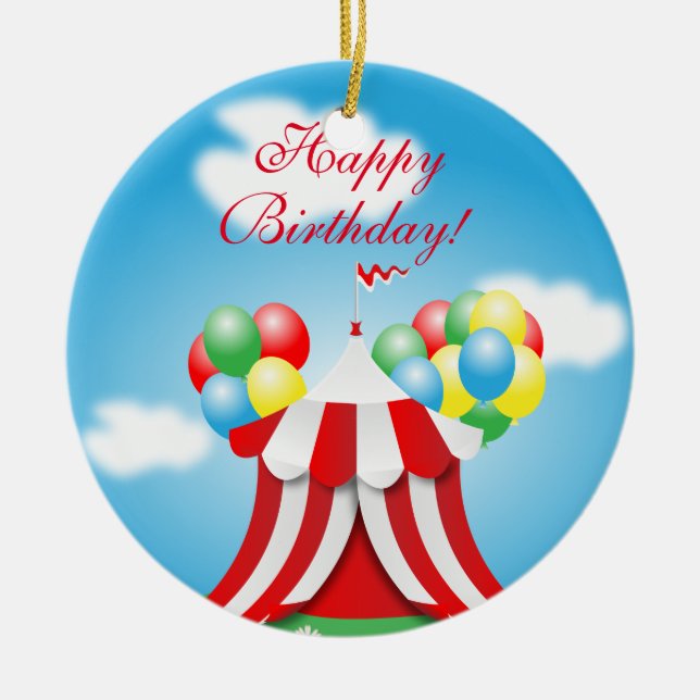 Ornement Rond En Céramique Joyeux anniversaire (Devant)