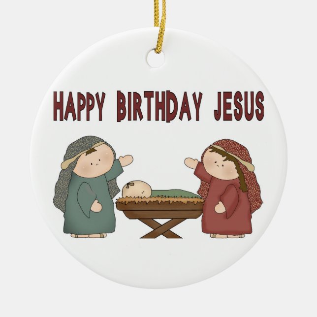 Ornement Rond En Céramique Joyeux anniversaire Jésus ! (Devant)