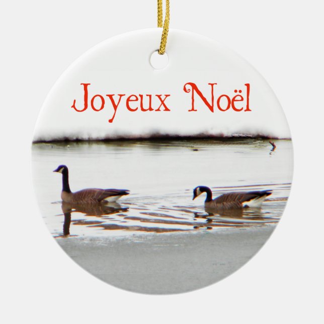 Ornement Rond En Céramique Joyeux Noё l - Honkers - Oies du Canada (Devant)