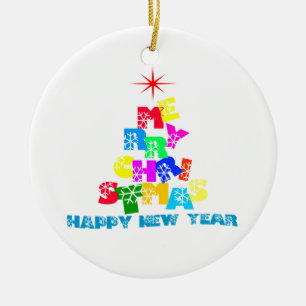 Ornement Rond En Céramique Joyeux Noël Bonne année