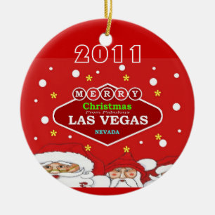 Ornement Rond En Céramique Joyeux Noël d'ornement de Las Vegas