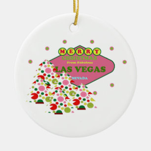 Ornement Rond En Céramique Joyeux Noël d'ornement de Las Vegas