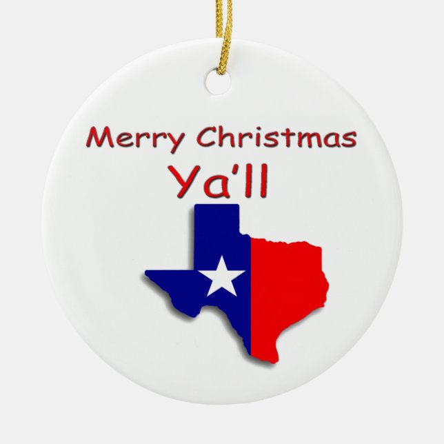 Ornement Rond En Céramique Joyeux Noël du Texas Orament (Devant)