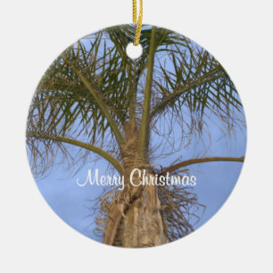 Ornement Rond En Céramique Joyeux Noël Palm Arbre Ornament PERSONNALISER Date