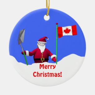 Ornement Rond En Céramique Joyeux Noël Père Noël au Canada