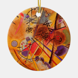 Ornement Rond En Céramique Kandinsky Brown jaune bleu rouge