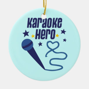 Ornement Rond En Céramique Karaoke Hero