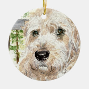 Ornement Rond En Céramique Katie le Wheaton enduit doux Terrier