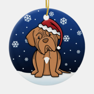 Ornement Rond En Céramique Kawaii Cartoon Dogue de Bordeaux Christmas