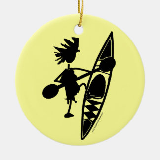 Ornement Rond En Céramique Kayak Canoe Joyeux Silhouette