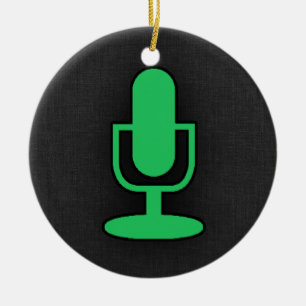Ornement Rond En Céramique Kelly Green Microphone