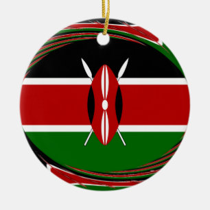 Ornement Rond En Céramique Kenya Drapeau Art - Patriotique & Design Moderne
