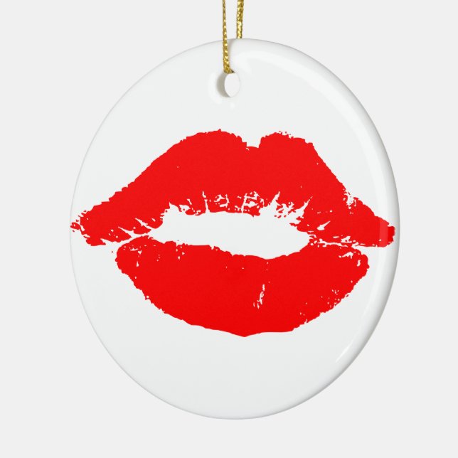 Ornement Rond En Céramique Kiss Lips Red Lipstick Losion Passion Valentine (Gauche)