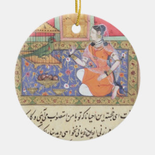 Ornement Rond En Céramique Kjujista, l'épouse du négociant, parlant à un