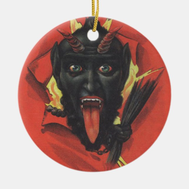 Ornement Rond En Céramique Krampus (Devant)