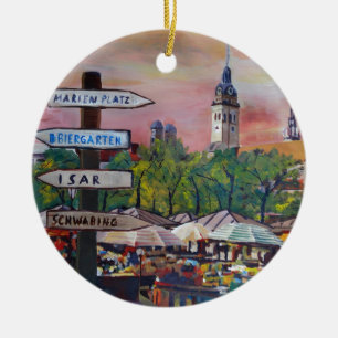 Ornement Rond En Céramique La Bavière Viktualienmarkt de Munich avec des
