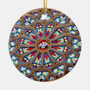 Ornement Rond En Céramique La cathédrale de St Joseph - fenêtre en verre