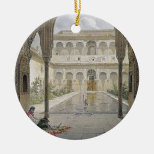 Ornement Rond En Céramique La cour d'Alberca à Alhambra, Grenade,